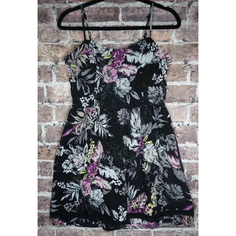 Princess Vera Wang Floral Mini Dress Sz 9 Black Pink Y2K Fairycore Whimsigoth